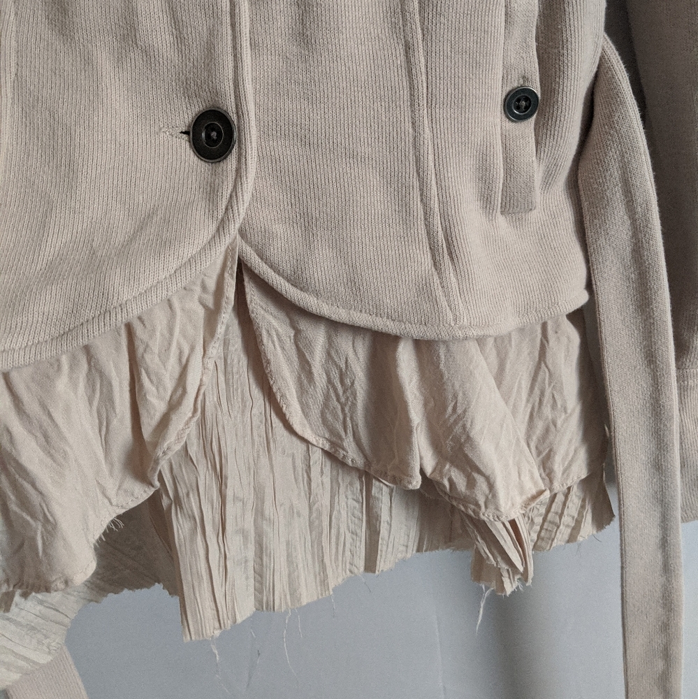 Free People Layered Ruffle Military Jacket Sz 8 - Picture 4 of 11